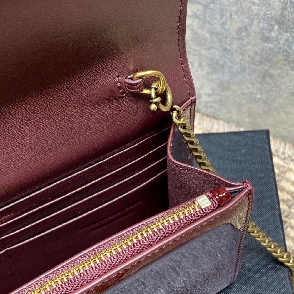 [S*per Vip 1:1] Sa1nt Lau*nt Kate Tassel Chain Wallet Burgundy 19Cm 742833Bmiiw6413