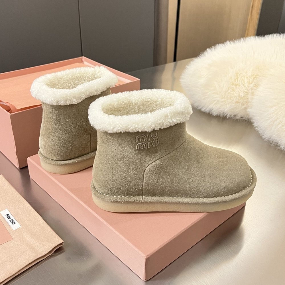 M1um1u Suede And Shearling Booties Desert Beige 5T515E Z0G F0F24 F Zf15