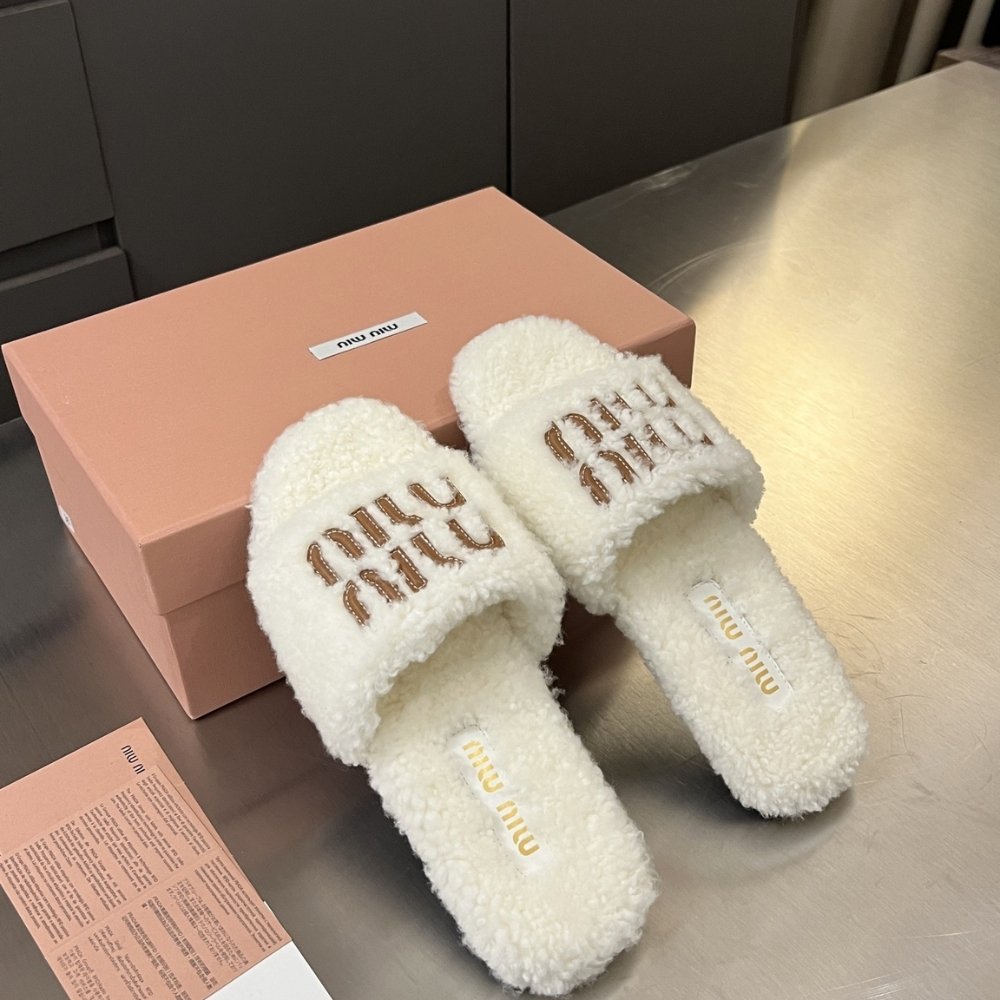 M1um1u Shearling Mules Natural 5Xx664 173 F0018 F 005