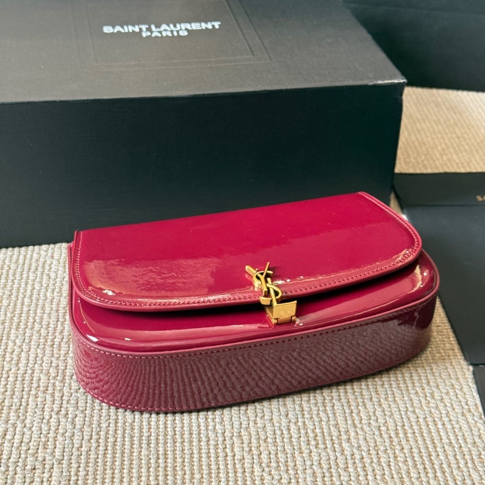 Sa1nt Lau*nt Mini Voltaire In Patent Leather Gloss Burgundy 21Cm 779642Aaex26290