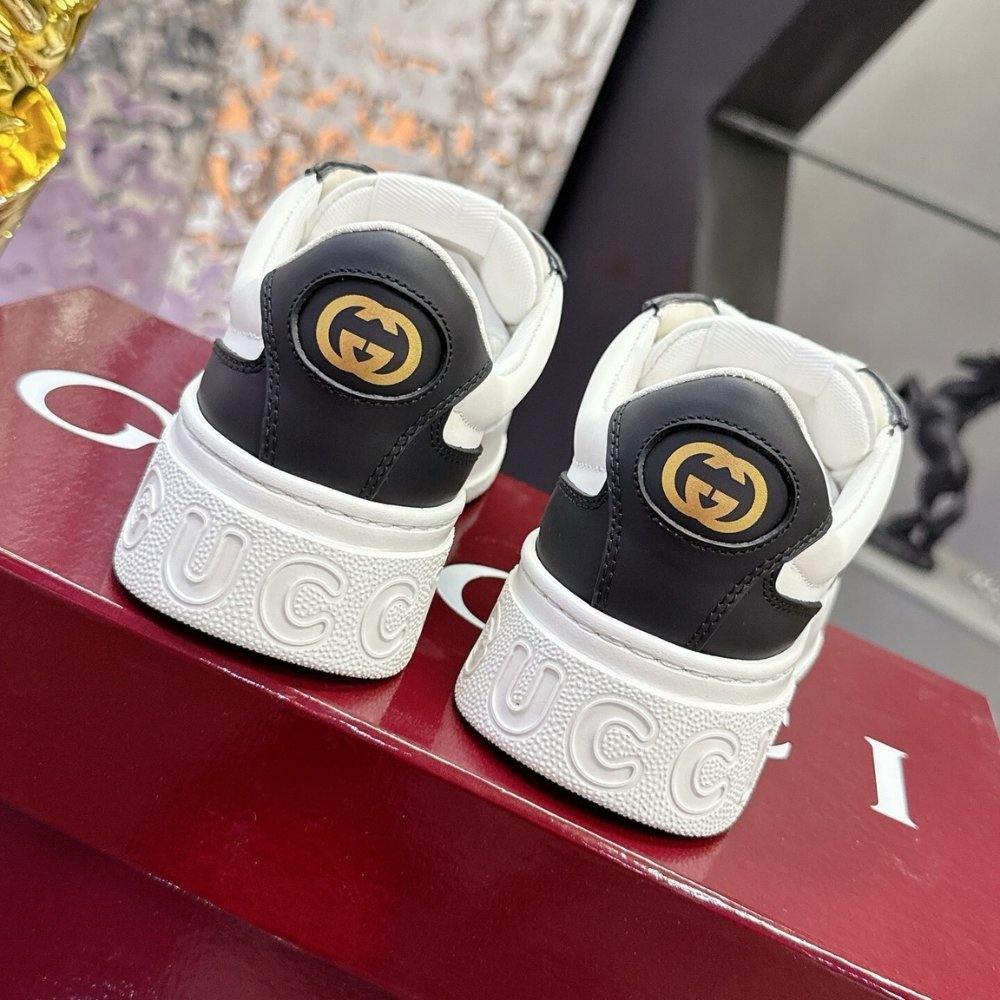 Gvc*1 Women Chunky Trainers Black And White Leather 848307 AAE0H 1097