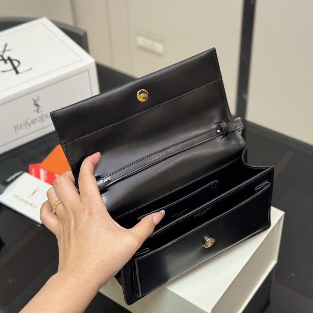 Sa1nt Lau*nt Sunset Clutch Black Leather 22Cm 8109970SX0W 1000