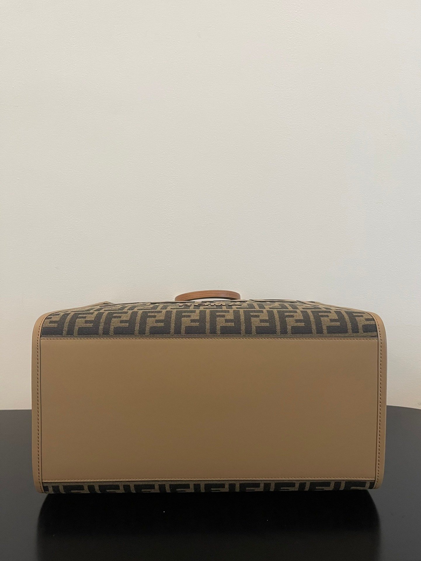 F**di Sunshine Large Light Brown Ff Jacquard Fabric Shopper 35Cm
