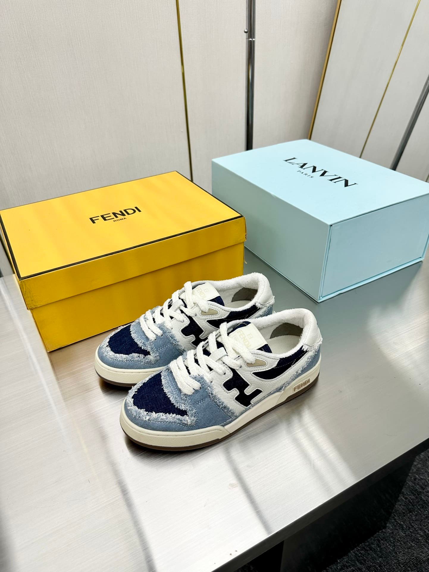 F**di Match Suede Low Tops Denim Blue 7E1495Amf1F1Jid