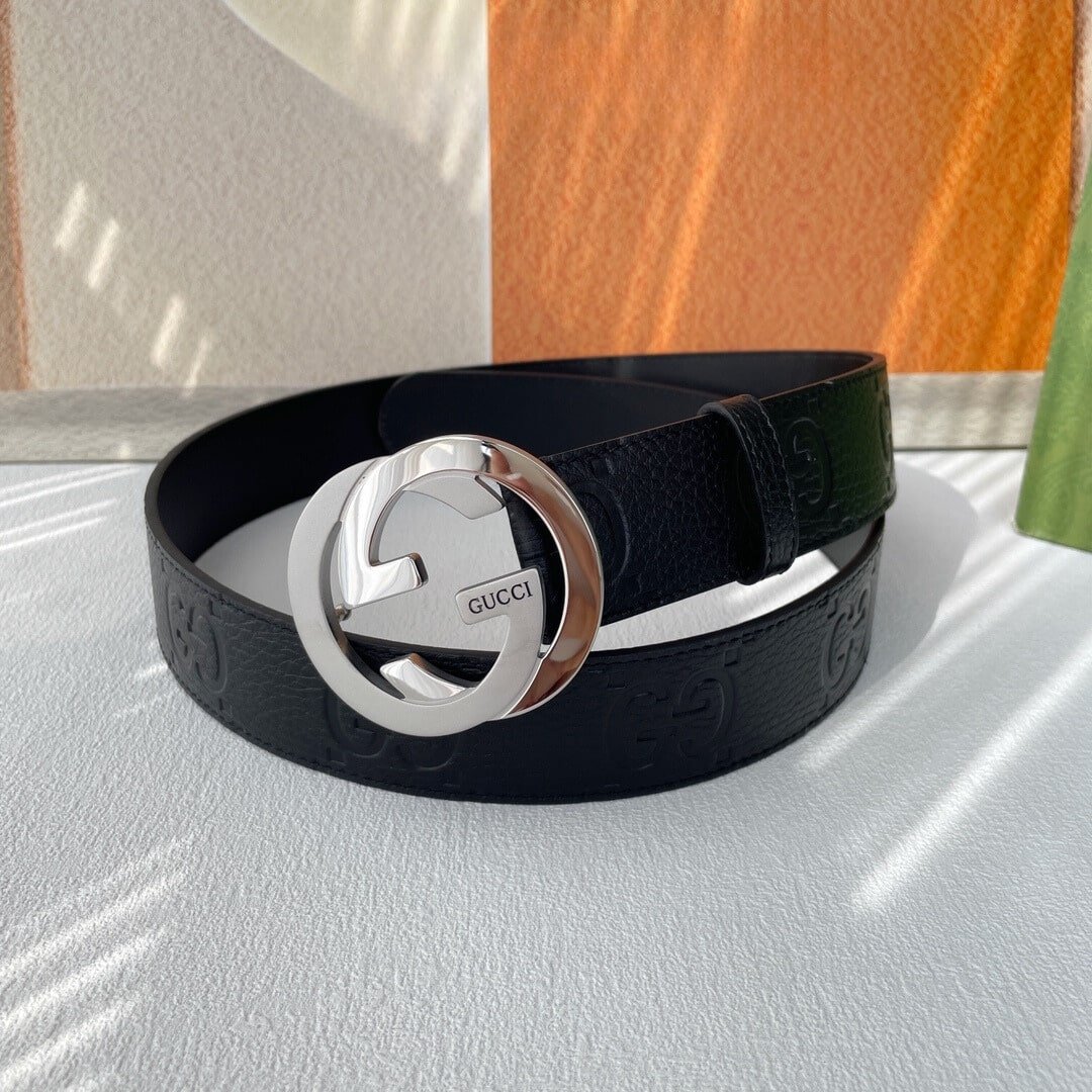 Gvc*1 Men’S Reversible Gg Belt Silver Hardware Black 40Mm