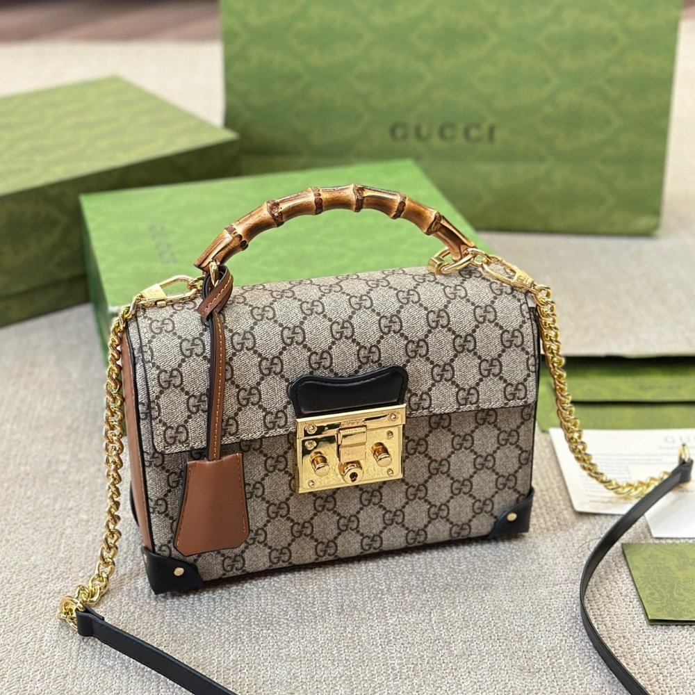 Gvc*1 Padlock Bamboo Handle Gg Svp*me Handbag 25Cm