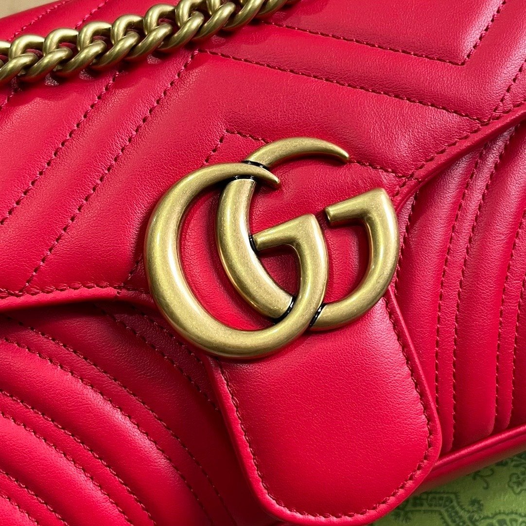 Gvc*1 Gg Marmont Medium Shoulder Bag Red 26Cm 443496 Aabzc 6832