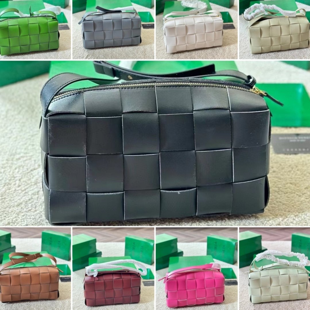 B0tt*ga Ven*ta Brick Cassette Intreccio Leather Shoulder Bag Travertine 28Cm