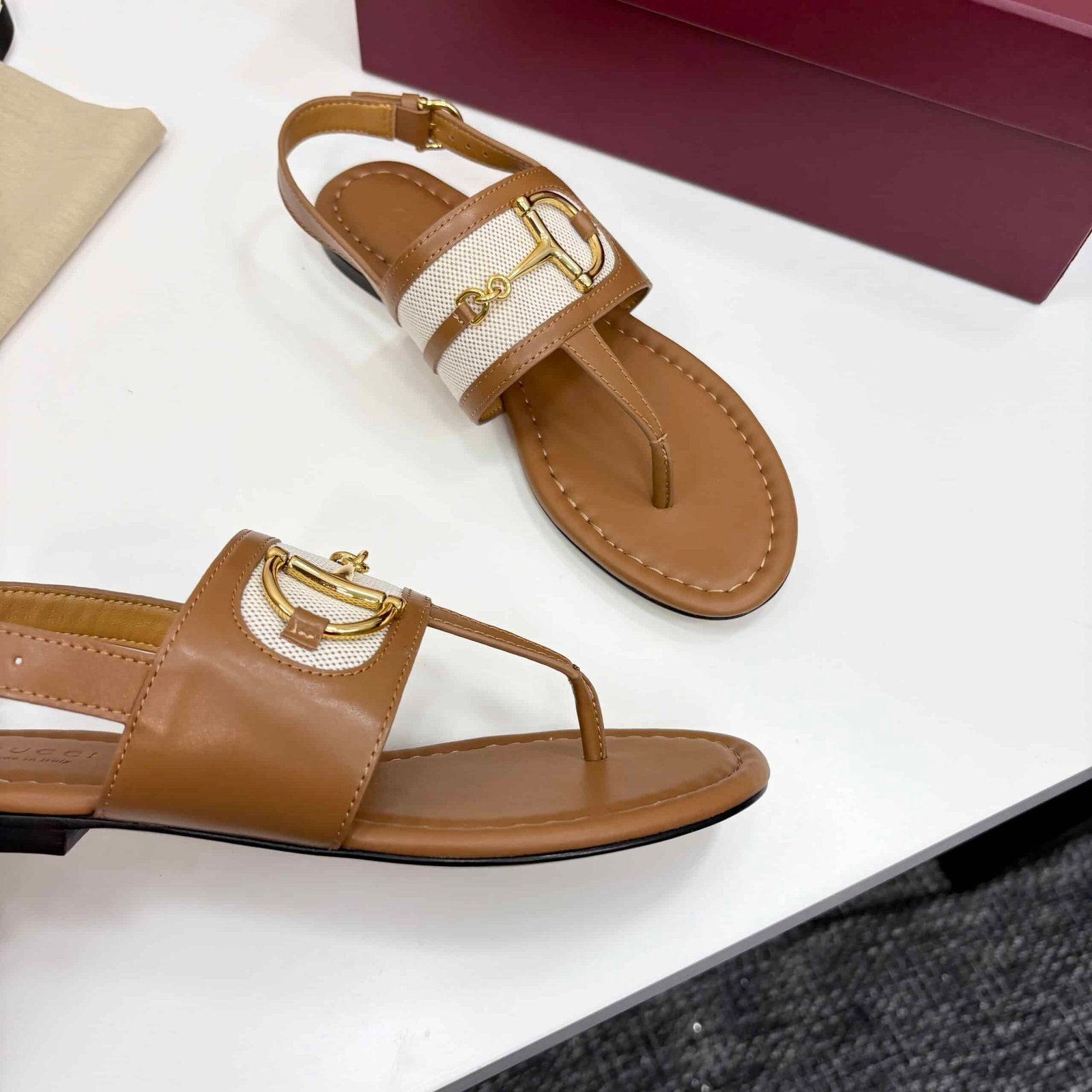 Gvc*1 Women’s Thong Sandal With Horsebit Light Brown 834431 Aaezj 2744