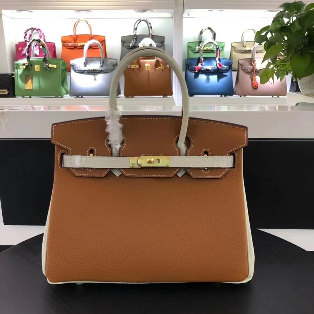 H**me5 Birkin 30 Togo Brushed Leather Gold Hardware Brown 30Cm