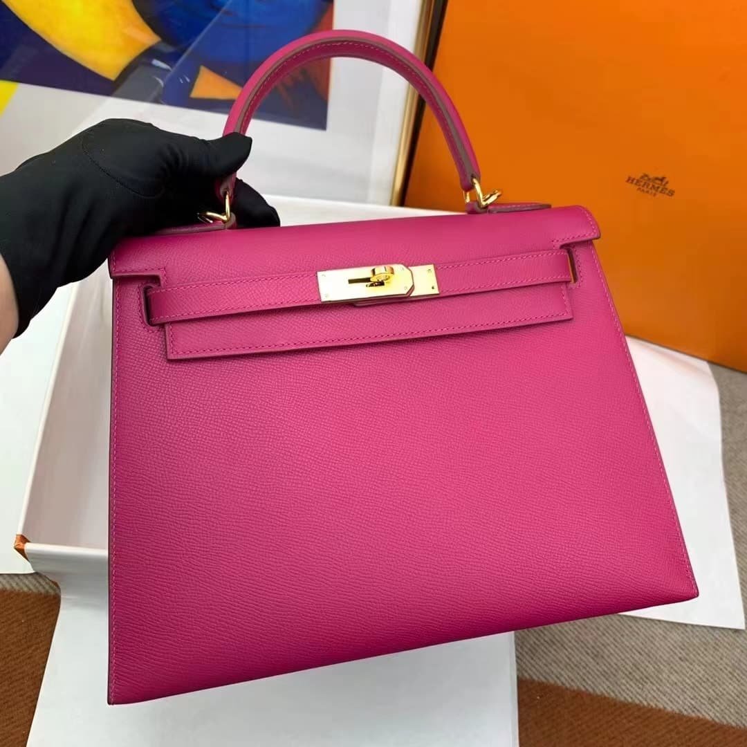 H**me5 Kelly 25 Epsom Dark Pink Gold Hardware 25Cm