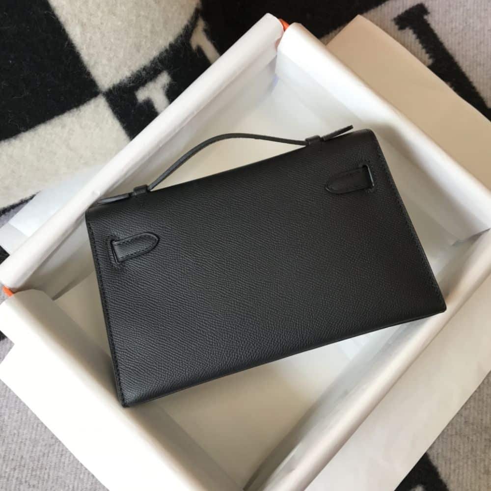 H**me5 Mini Kelly Pochette Gold Toned Hardware Black 22Cm