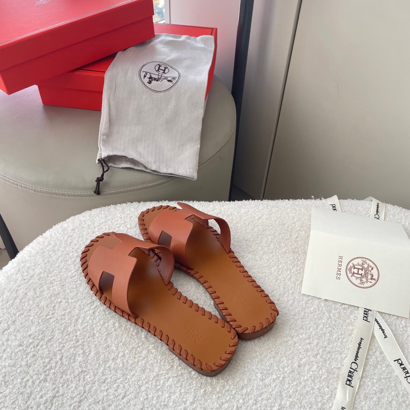 H**me5 Oran Sandals Stitching In Brown
