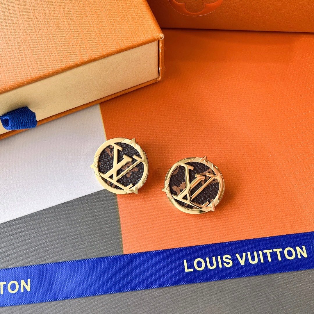 L0vis Vvtt0n Compass Monogram Earrings Gold