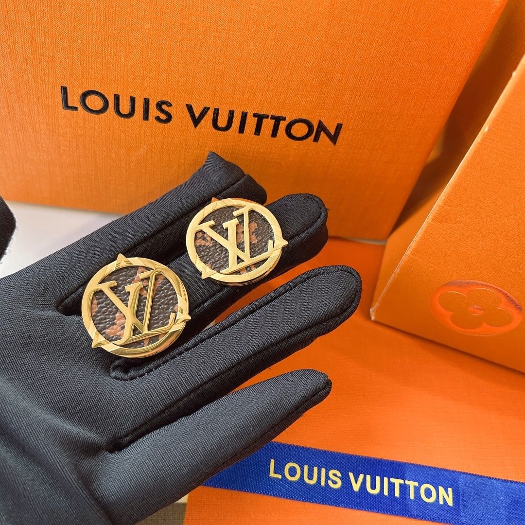 L0vis Vvtt0n Compass Monogram Earrings Gold