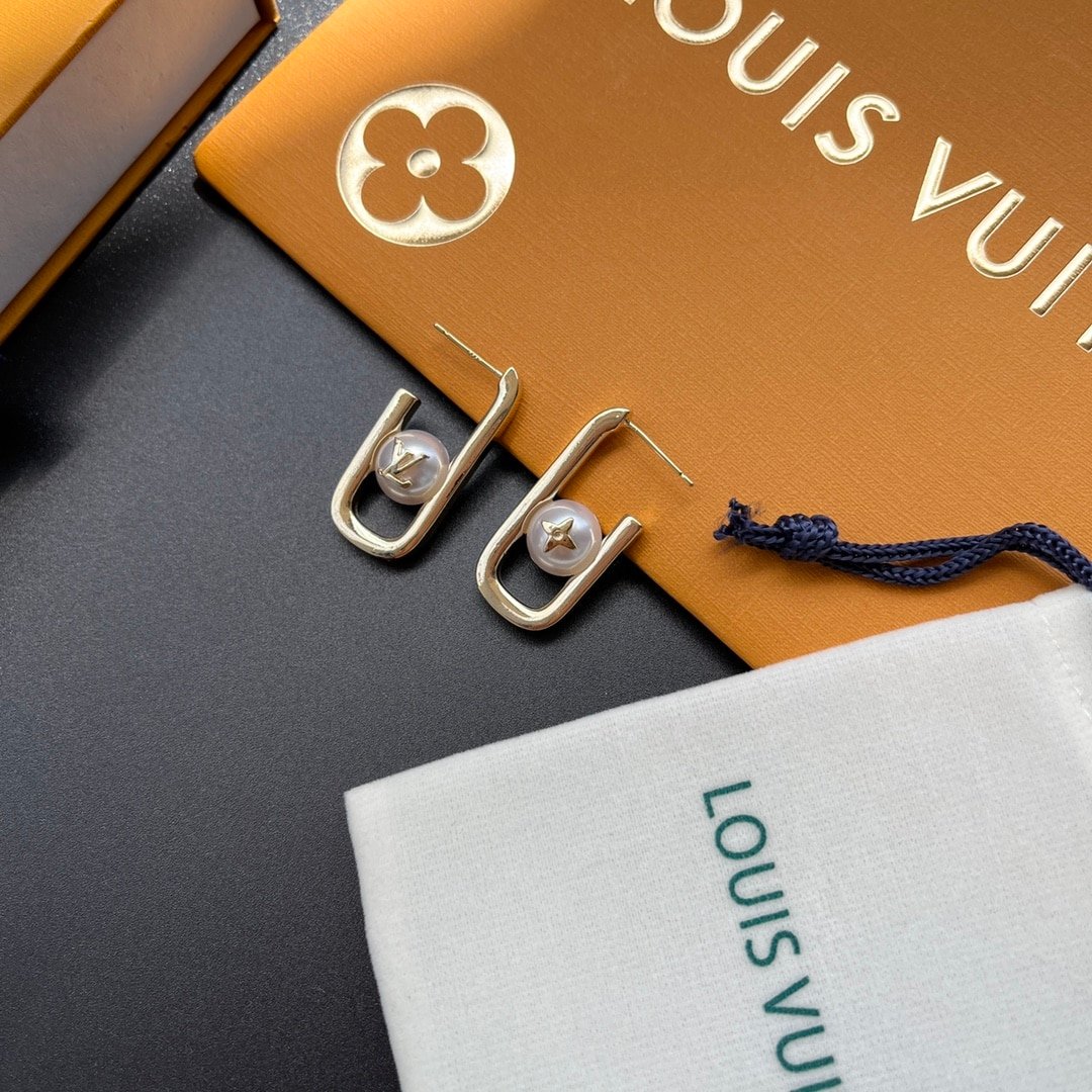 L0vis Vvtt0n My Lv Chain Pearls Earrings Gold M01451