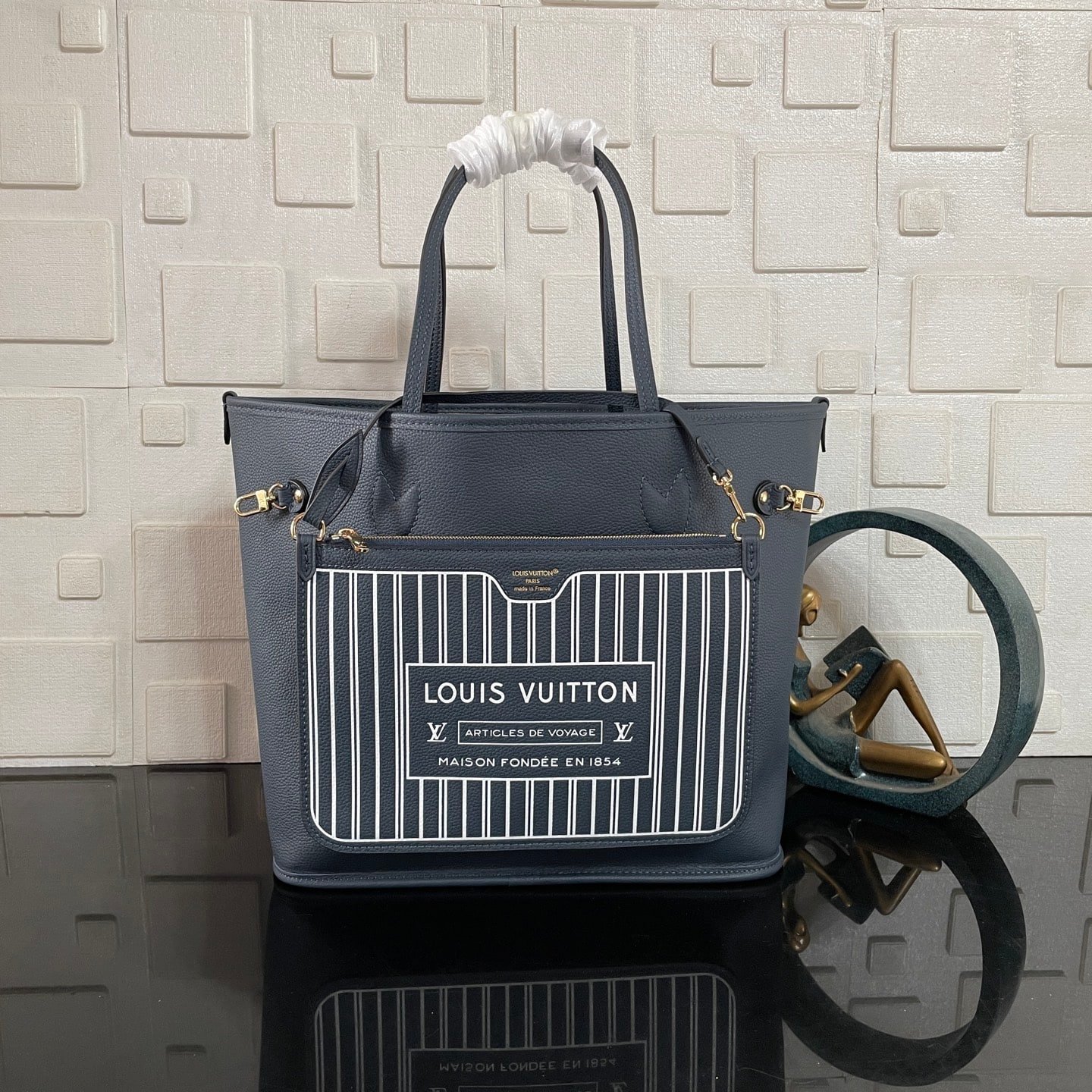 [S*per Vip 1:1] L0vis Vvtt0n Neverfull Inside Out MM Bag Navy Blue 31Cm M14994