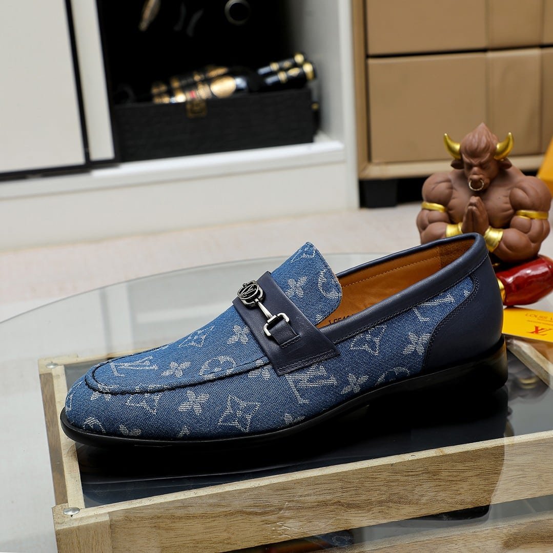 L0vis Vvtt0n Souliers Club Loafers Blue Monogram Denim
