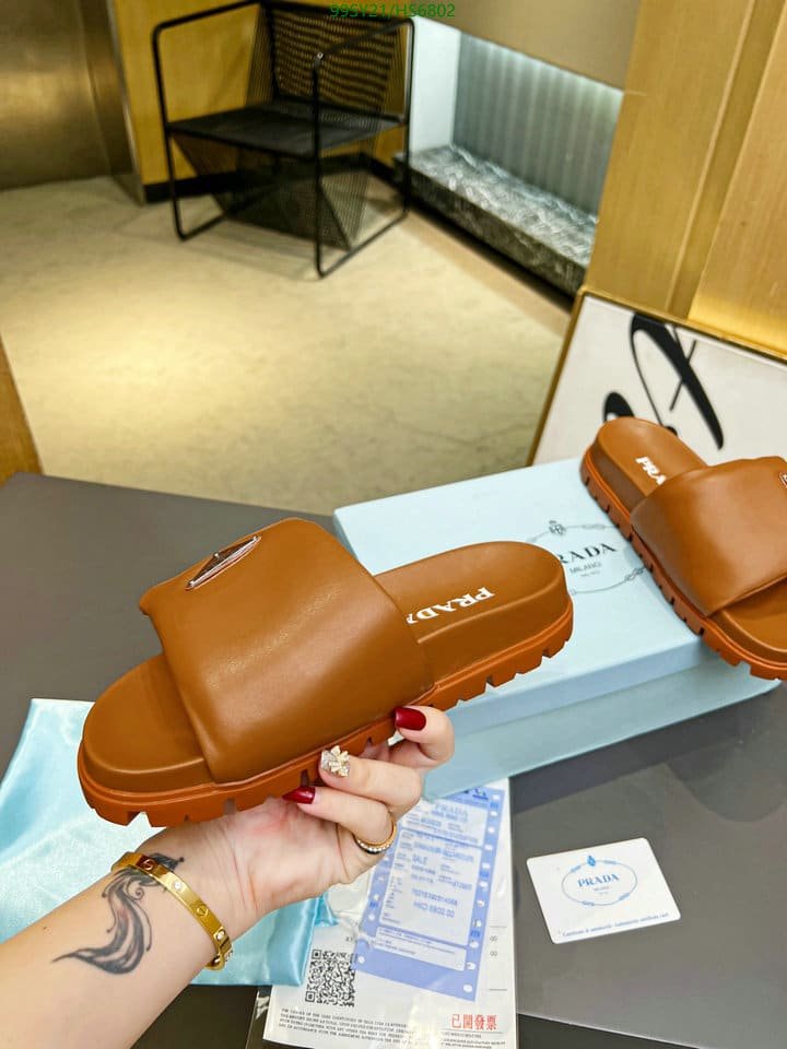 Pra*a Soft Padded Nappa Leather Slides Brown