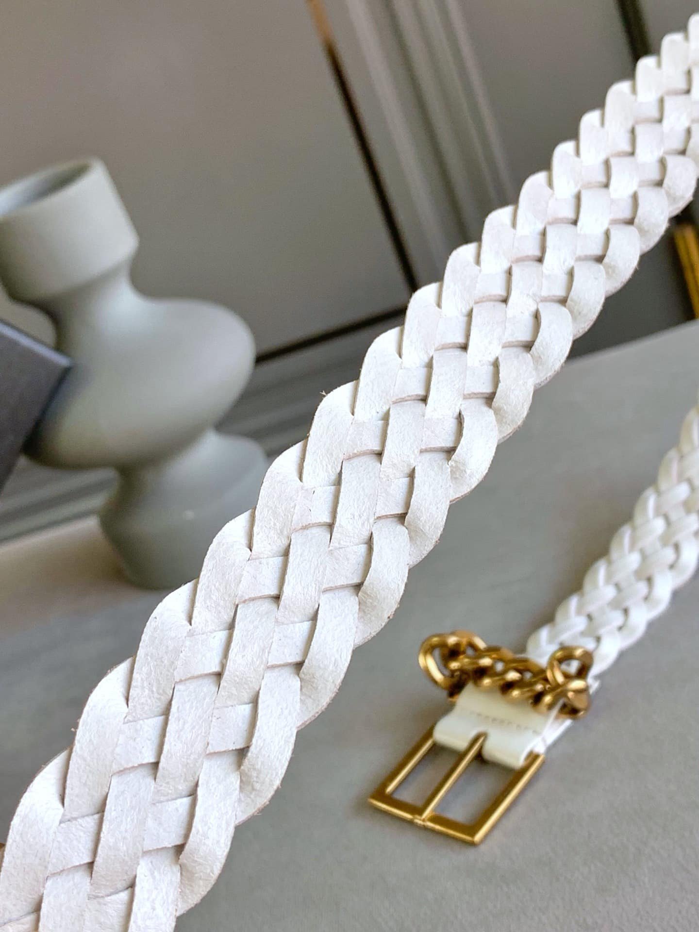 Sa1nt Lau*nt Genuine Leather Universal White And Gold Belt