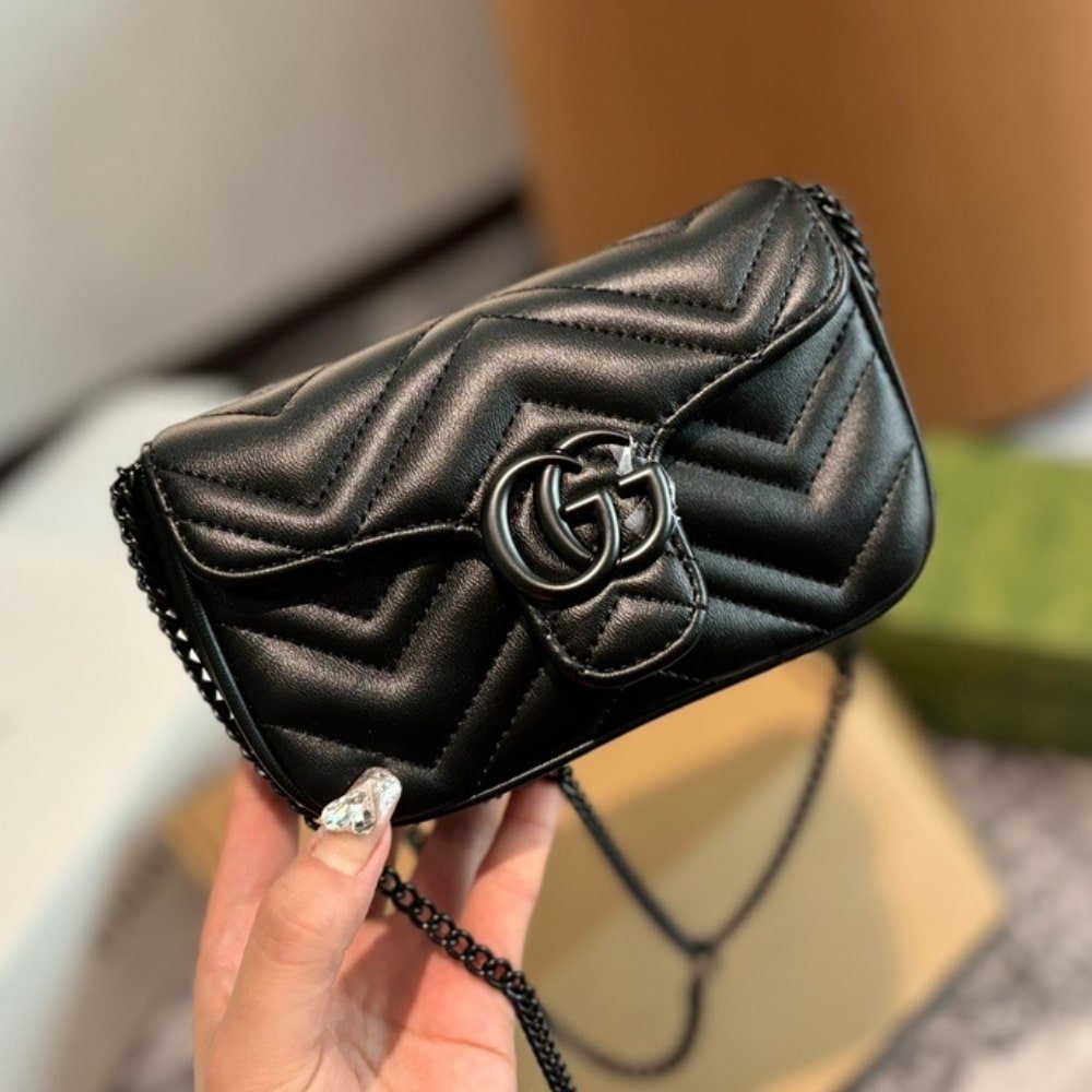 Gvc*1 Gg Marmont Belt Bag Black 16Cm 699757 Um8Kv 1000