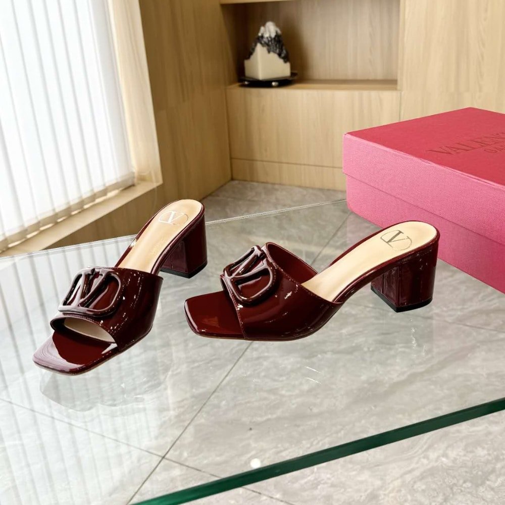Va1e*ntin0 Vlogo Signature Slide Sandal Burgundy