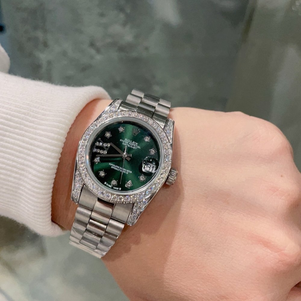 R01ex Datejust D1am0nd Bezel Oyster White Gold Green 31Mm