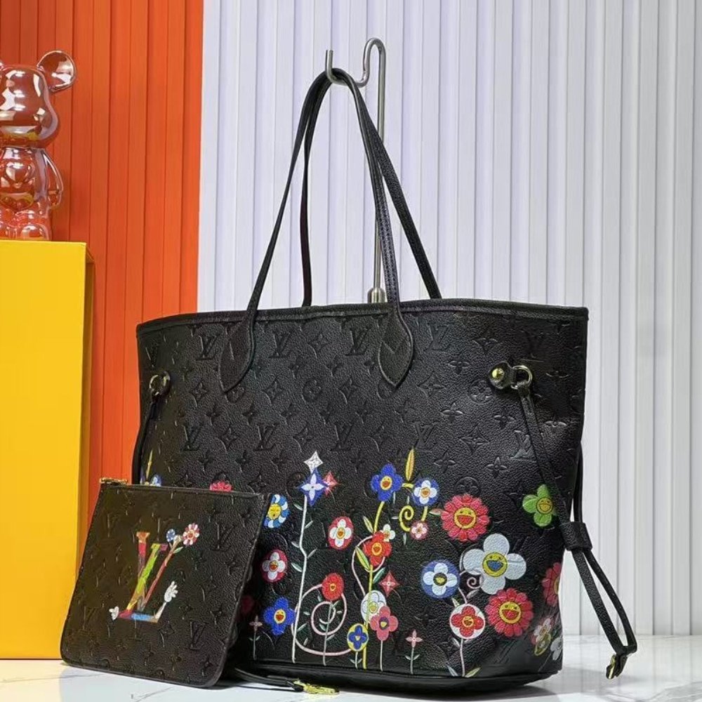 L0vis Vvtt0n X Takashi Murakami S*perflat Neverfull MM Black 31Cm M13675