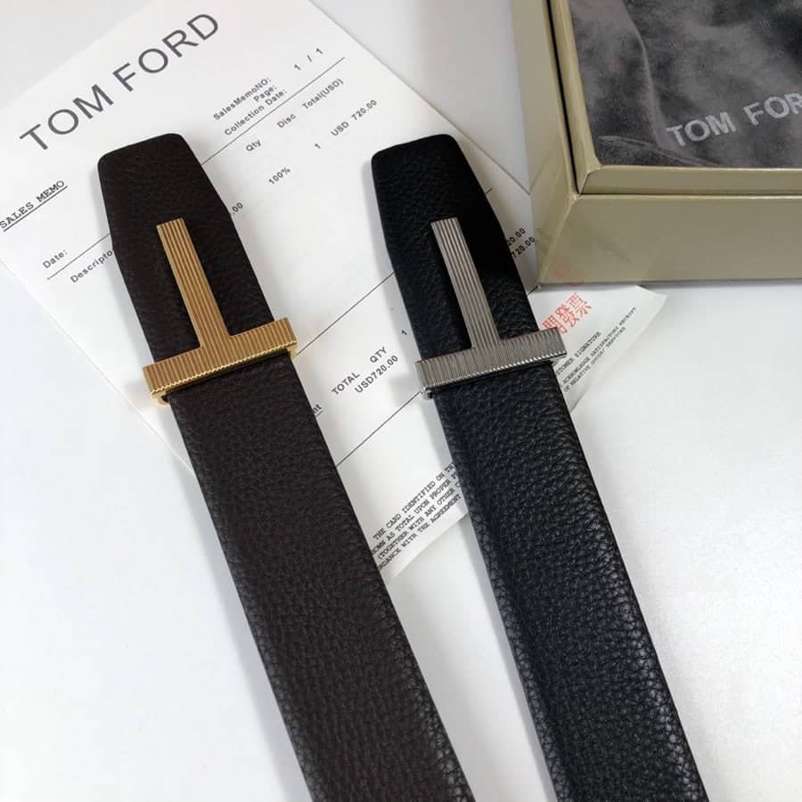 Tom Ford Black Reversible Full Grain Leather Belt