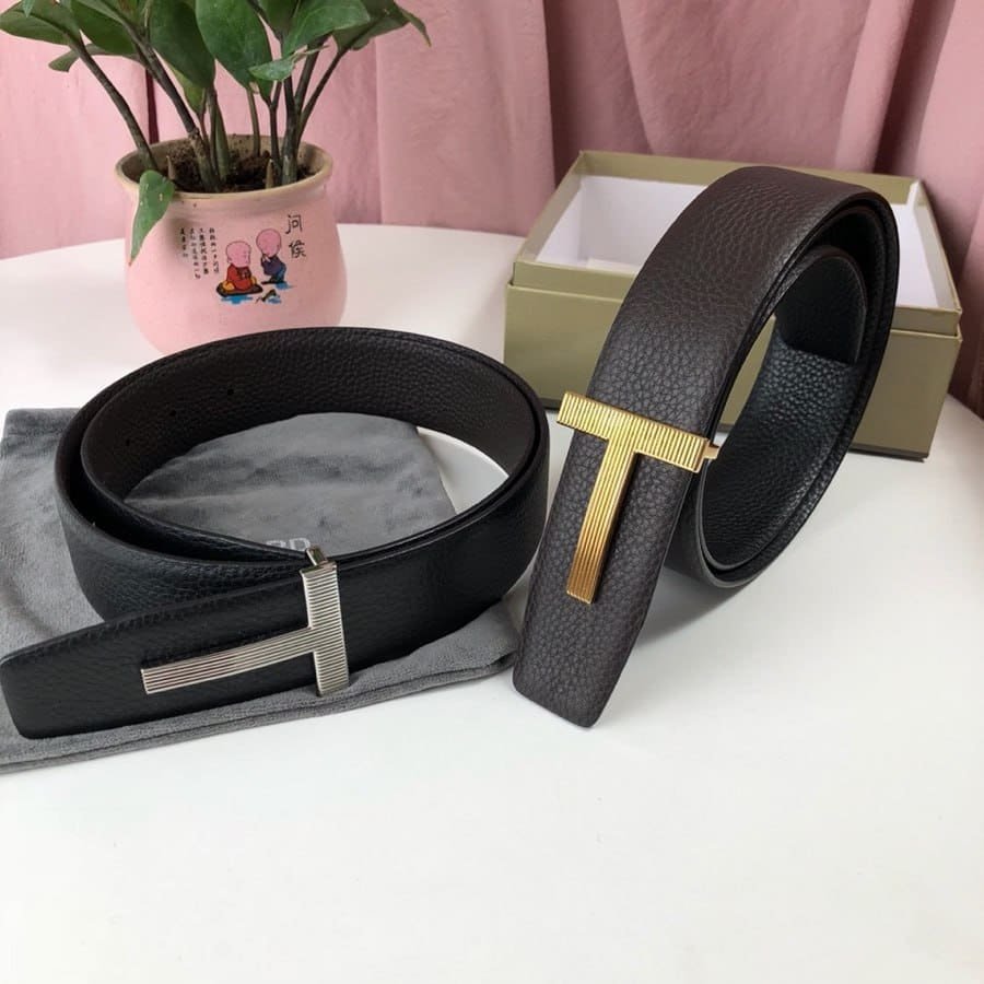 Tom Ford Black Reversible Full Grain Leather Belt