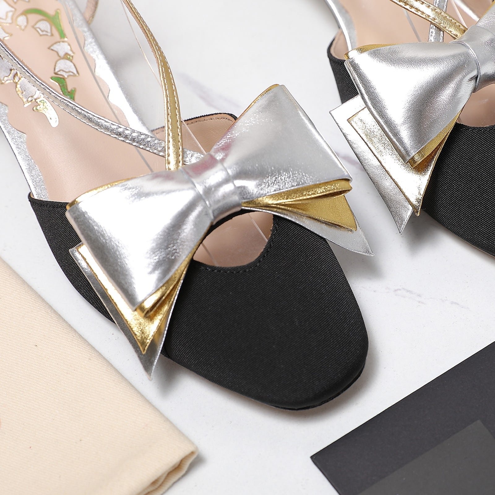 Va1e*ntin0 Bowow Slingback Pumps Black 6W2S0Lb6Qlj R1V