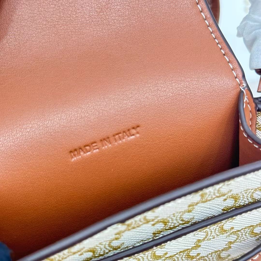 Ce1i*e Women Phone Pouch With Flap In Triomphe Canvas And Beige