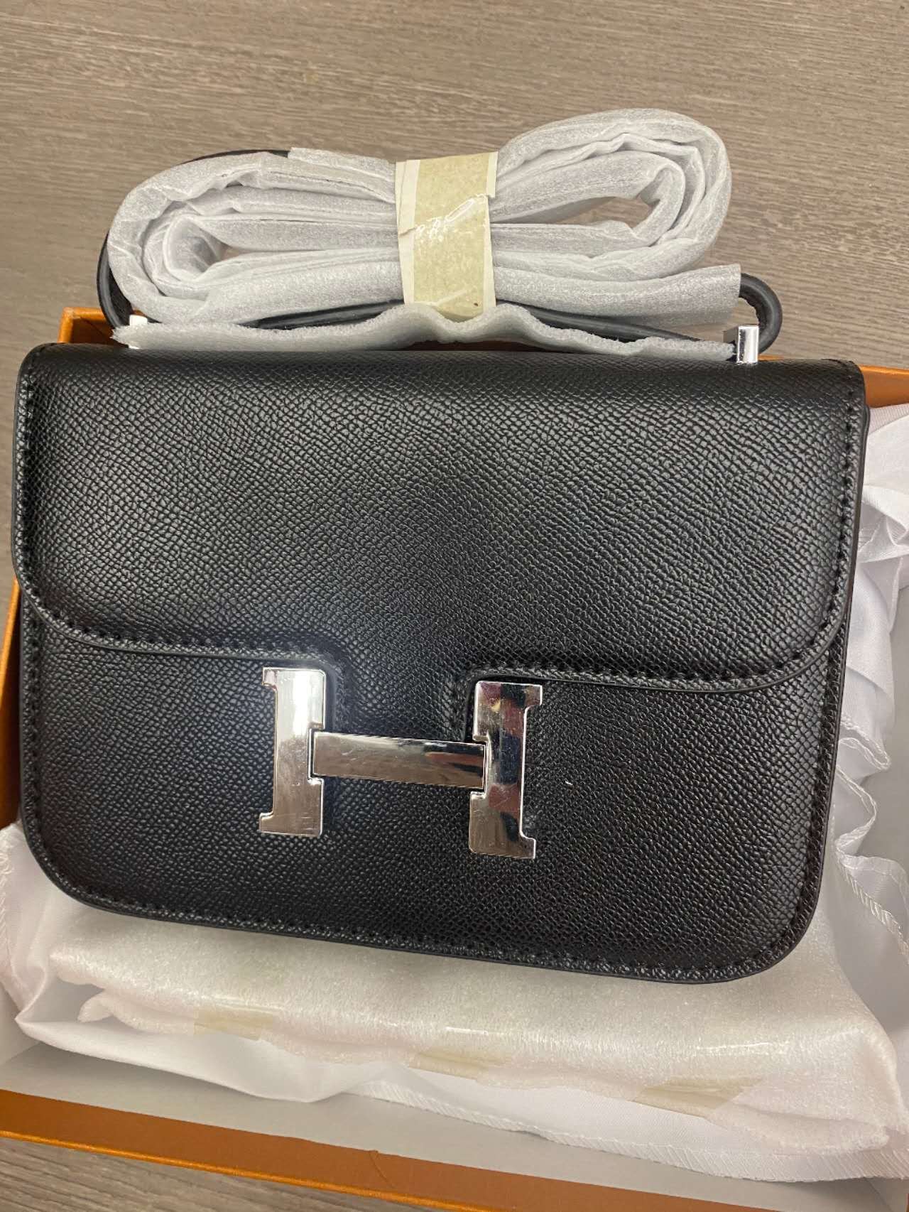 H**me5 Constance 18 Epsom Black Silver Hardware 18Cm