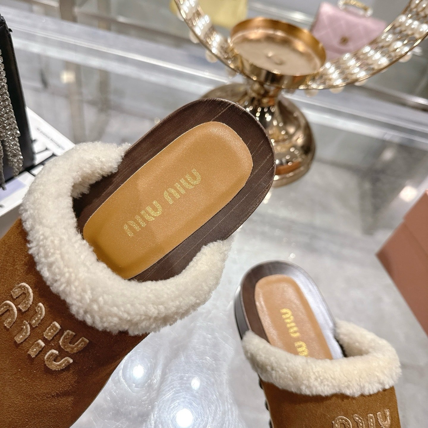 M1um1u Suede Clogs Cocoa Brown 5Z504E Z0G F0324 F Zf30
