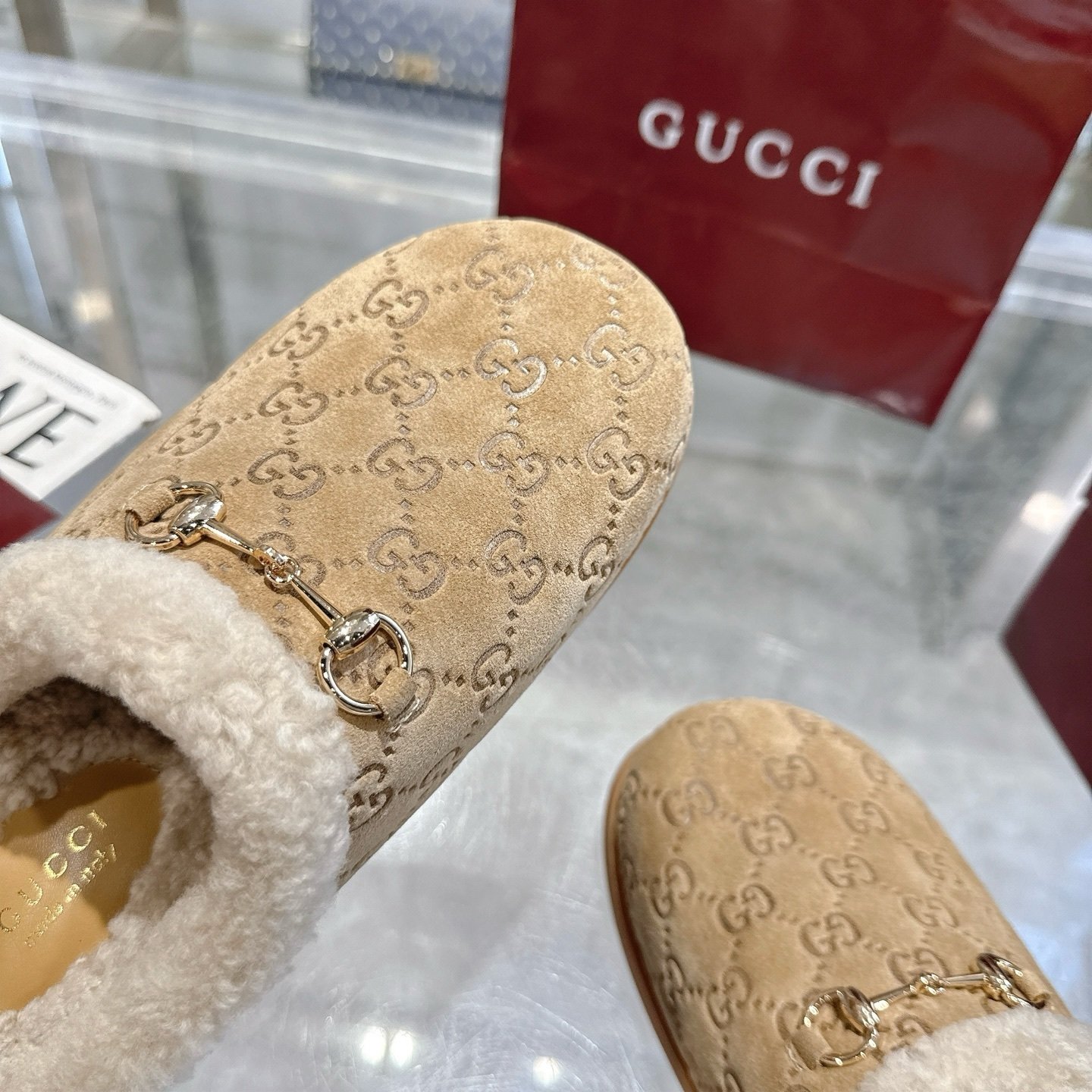 Gvc*1 Women Mule With Horsebit Beige Gg 836057 Aae27 9556
