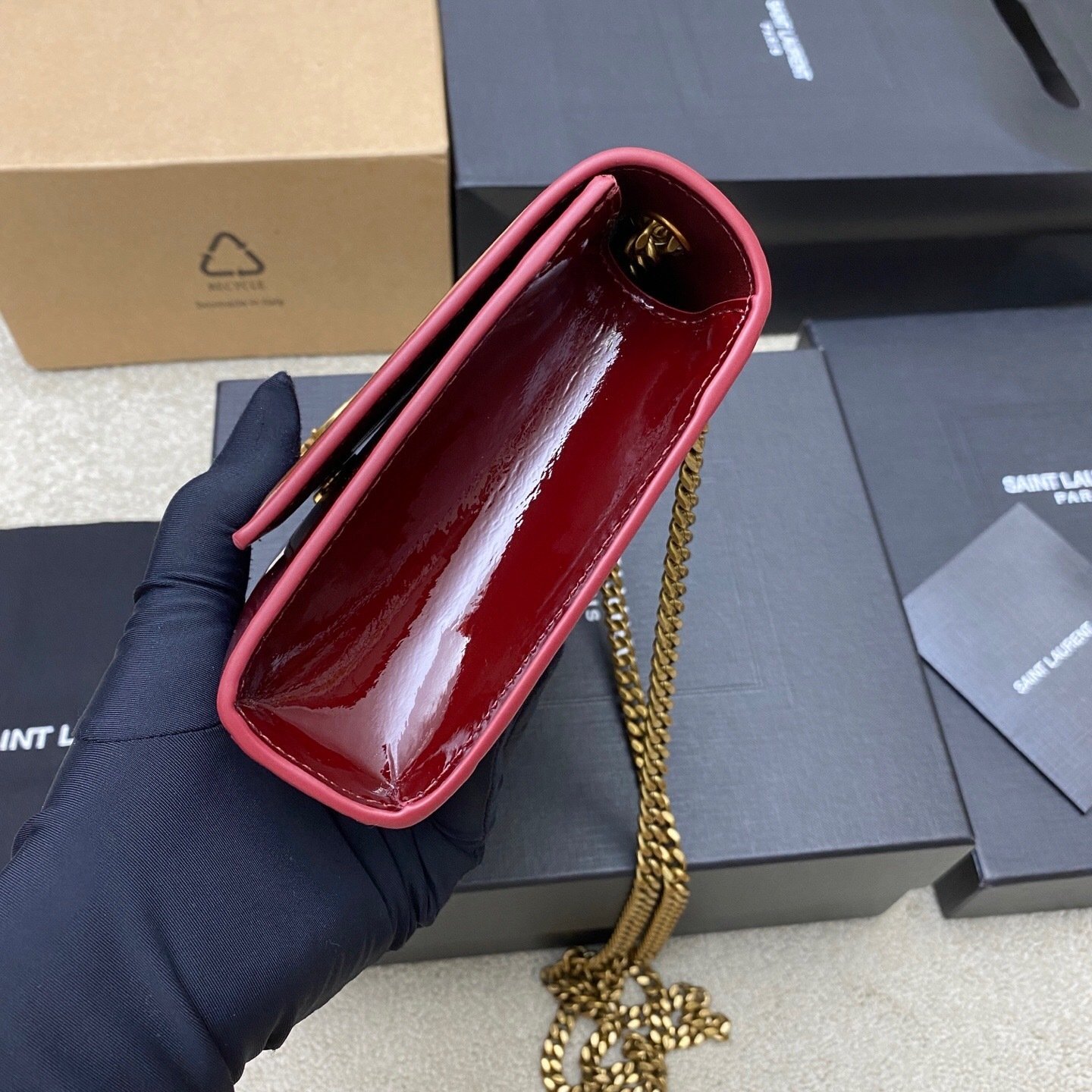 [S*per Vip 1:1] Sa1nt Lau*nt Kate Shoulder Bag Burgundy 20Cm 469390B870W6259