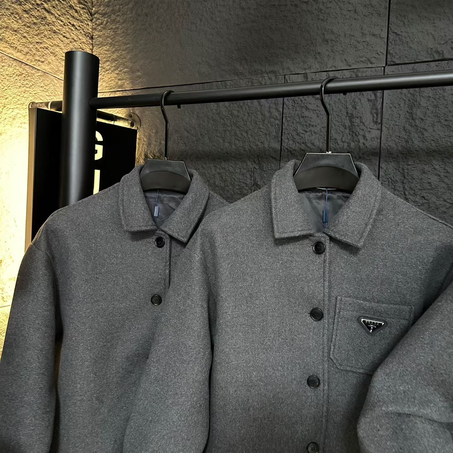Pra*a Single Breasted Cashgora Coat Gray