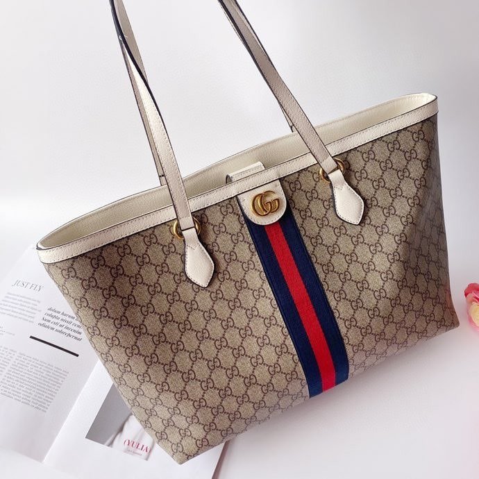 Gvc*1 Ophidia Medium Gg Tote Bag Beige Ebony 38Cm 631685 96Iwb 9794