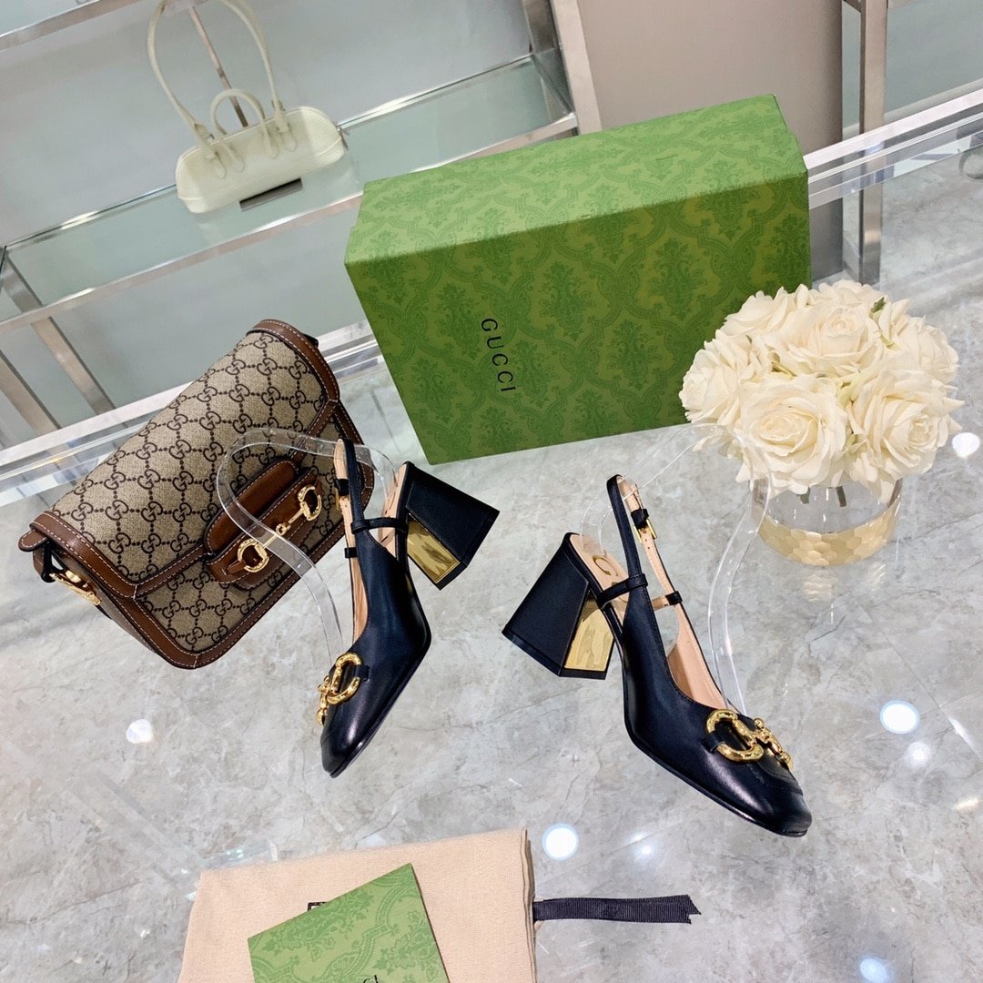 Gvc*1 Women’S Mid Heel Slingback With Horsebit Black ‎643892 C9D00 1000