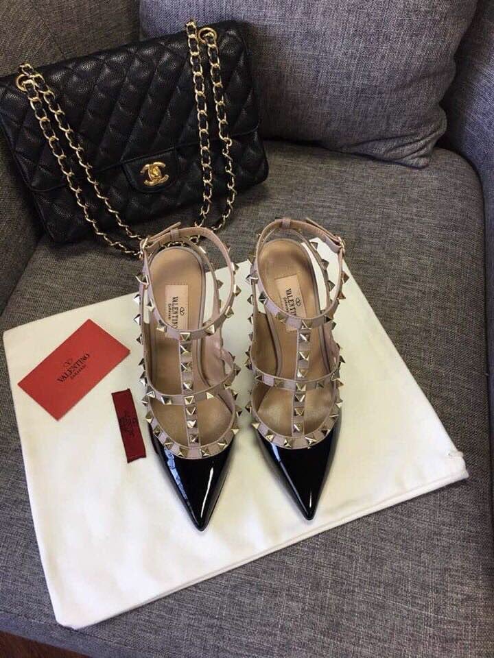 Va1e*ntin0 Patent Rockstud Caged Pump Black 5W2S0393Vnw N91