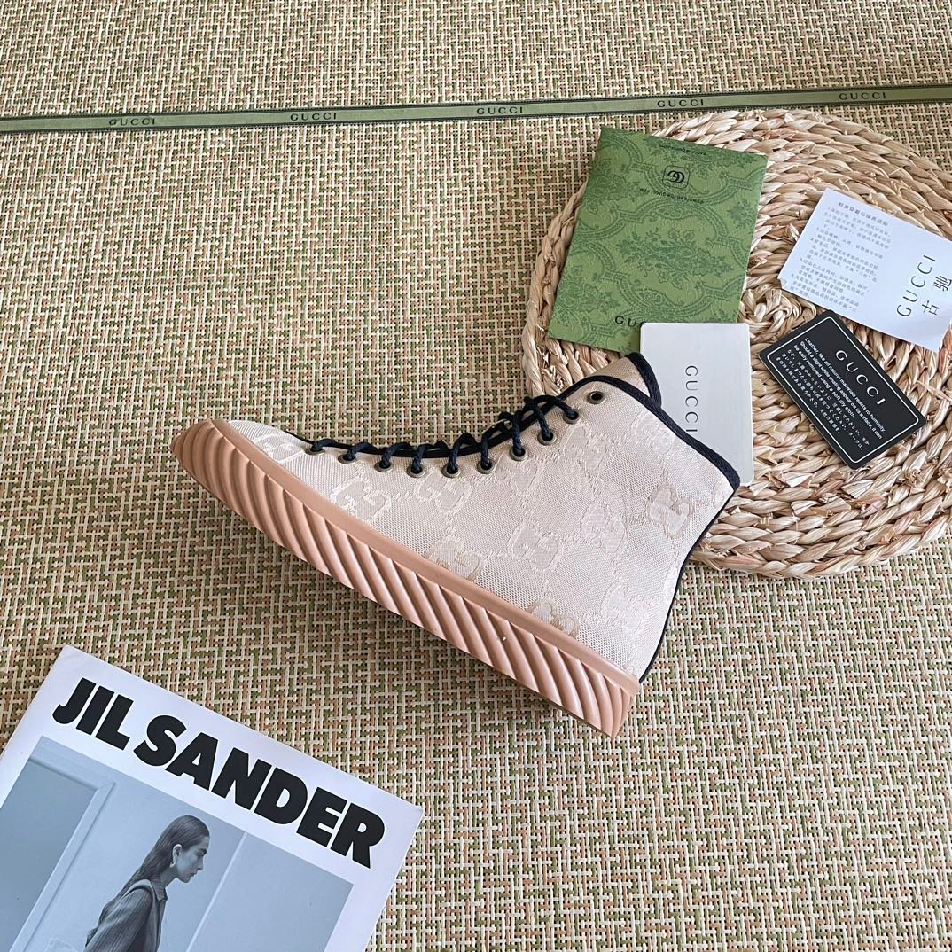Gvc*1 All Over Gg Logo High Top Sneaker Beige