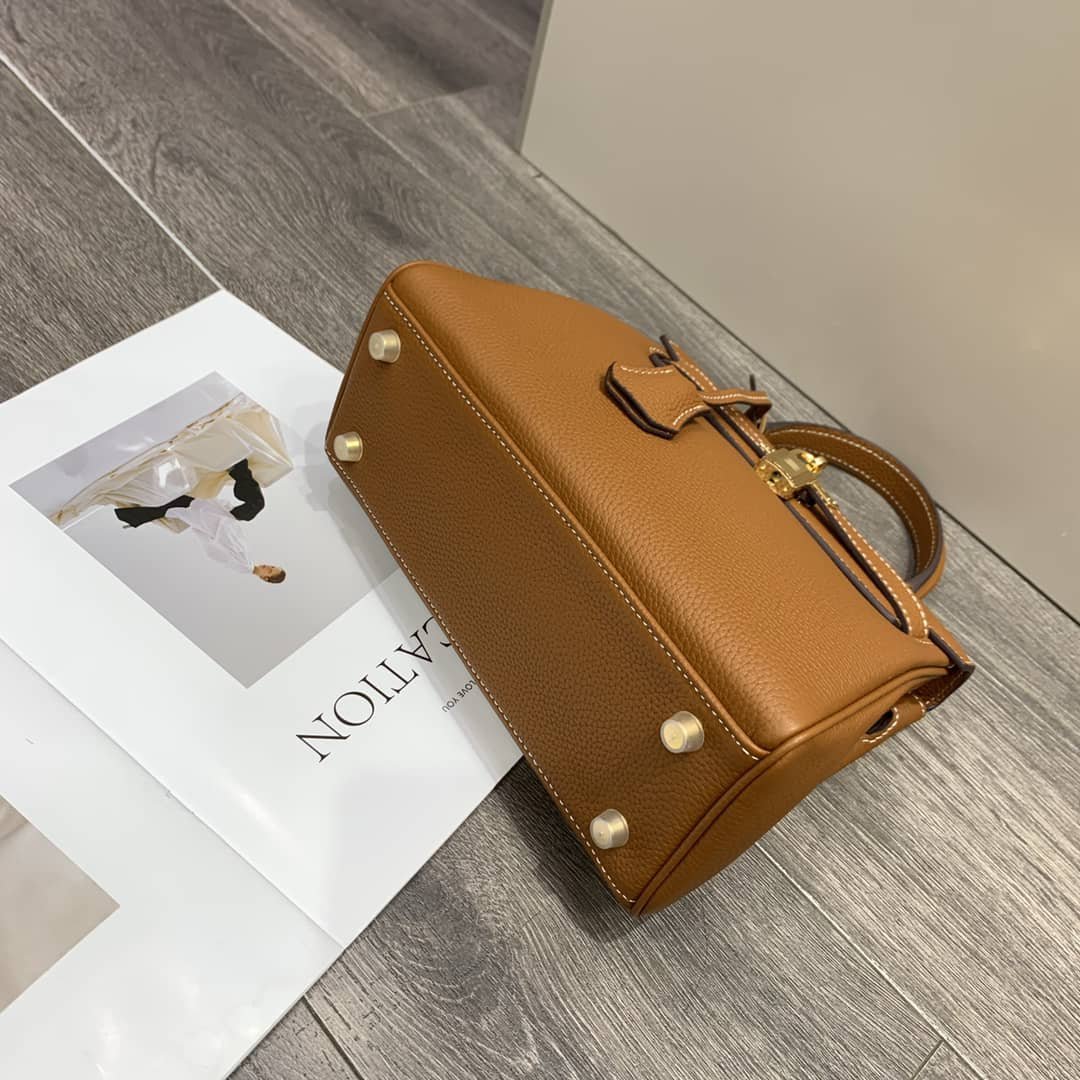 H**me5 Kelly 25Cm Brown Gold Hardware 25Cm
